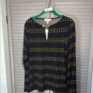 Michael Kors Black and Gold Graphic Blouse